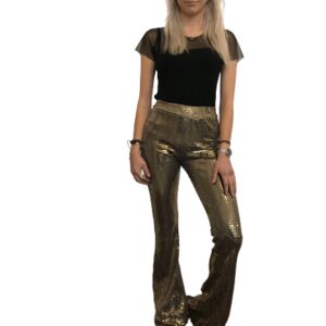 Pantalone a zampa paillettes art. Gold