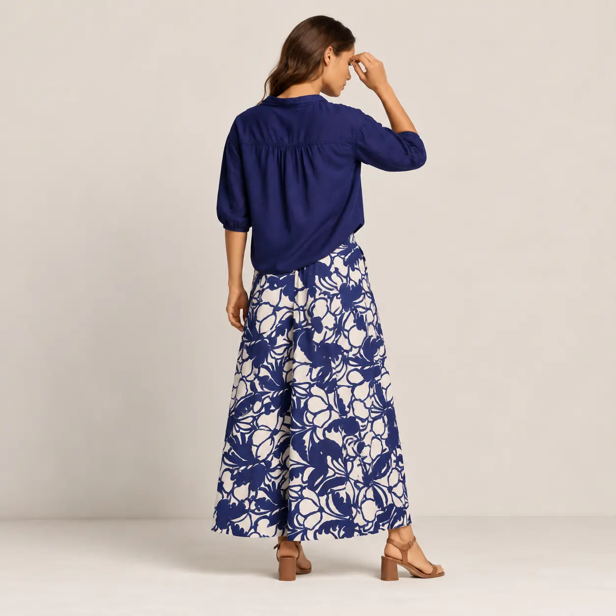 gonna-lunga-floreale-blu-avorio-retro