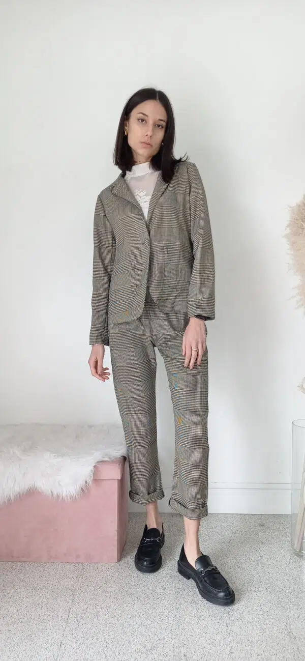 Giacca a Quadri Marrone - Stile Classico e Confortevole, Taglie S-XXL