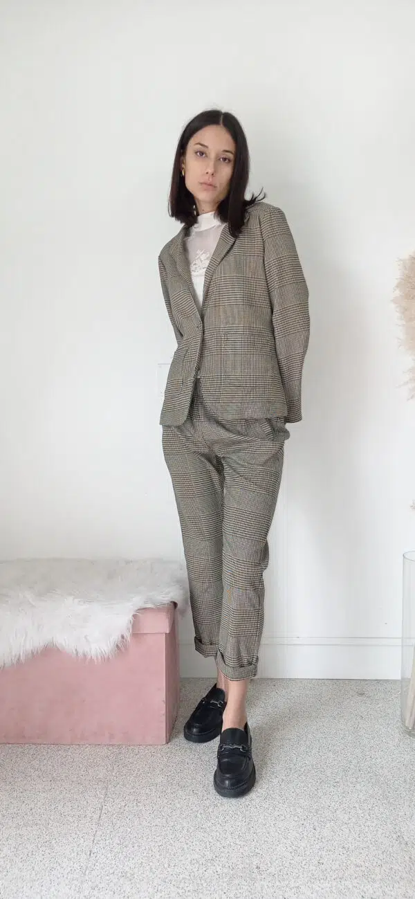 Giacca a Quadri Marrone - Stile Classico e Confortevole, Taglie S-XXL