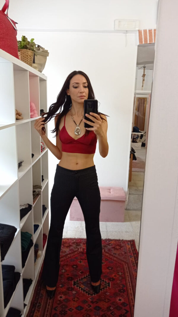 Pantalone a zampa gessati colore grigio