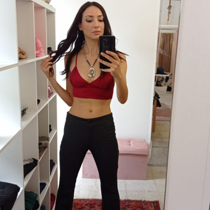 Pantalone a zampa gessati colore grigio