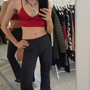 Pantalone a zampa gessati colore grigio