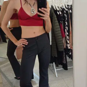 Pantalone a zampa gessati colore grigio