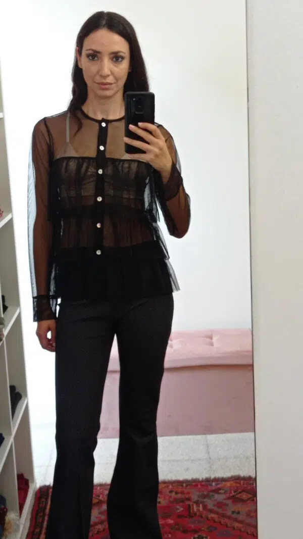 Camicia trasparente con galette