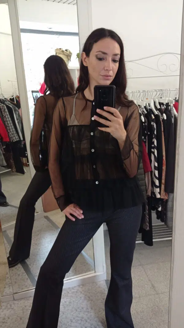 Camicia trasparente con galette