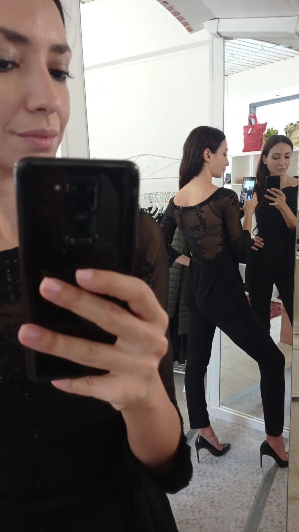 tuta overall donna con pizzo, tulle e ricami