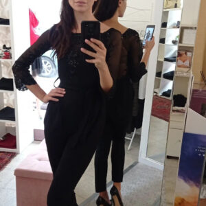 tuta overall donna con pizzo, tulle e ricami