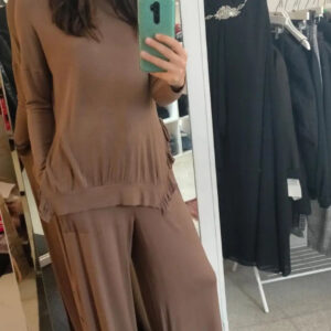 Casacca in maglina lunga con spacchetti e ruches