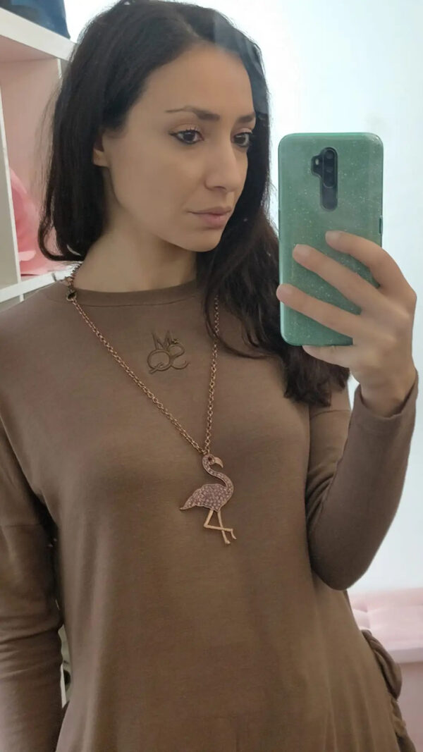 Collana fenicottero colore rosato con strass