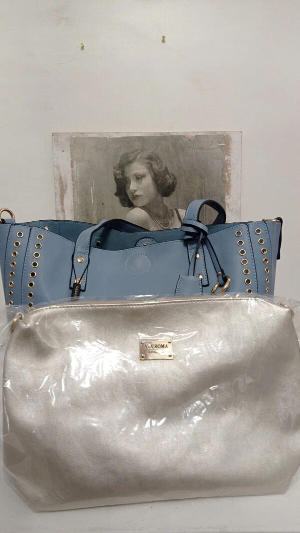 Borsa donna shopping Cielo azzurro Via roma