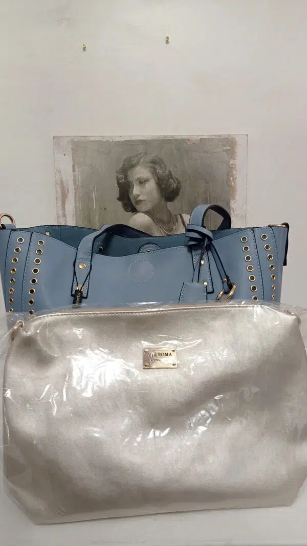 Borsa donna shopping Cielo azzurro Via roma