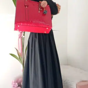 Borsa Elegante in Ecopelle Rossa con Pon Pon, Stile Vintage Classico - Tracolla Amovibile, Multi-scomparto