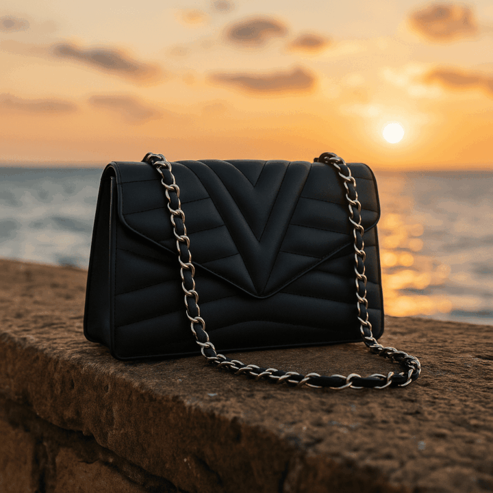 Borsa nera trapuntata con catena – Eleganza senza tempo