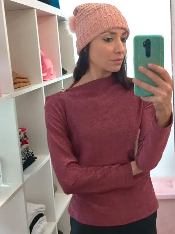 cappello papala ciniglia con pon pon e lurex