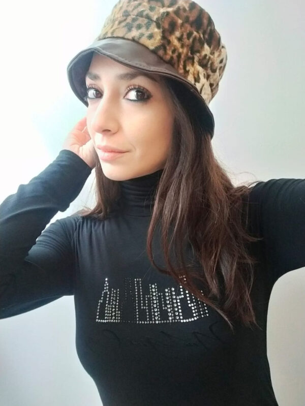 Cappello maculato eco pelliccia e eco pelle