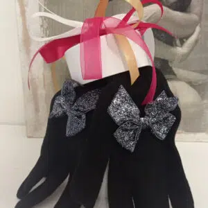 Guanto donna con fiocco lurex