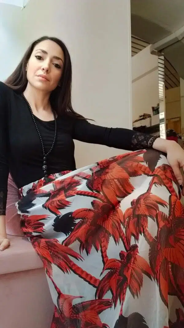 Gonna lunga elegante Due varianti bianco nero bianco rosso