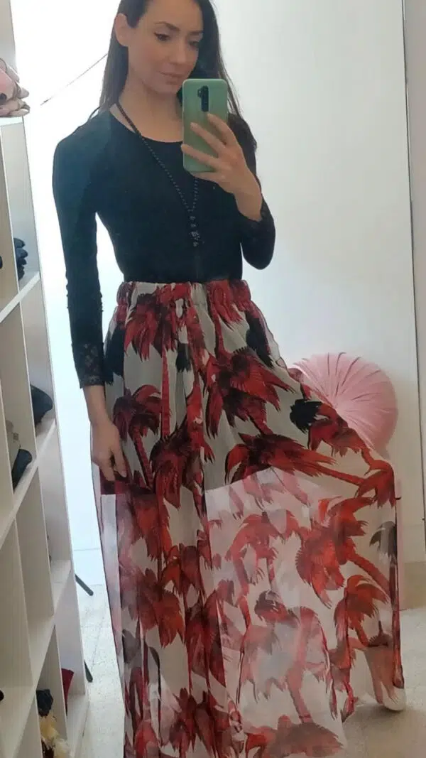Gonna lunga elegante Due varianti bianco nero bianco rosso