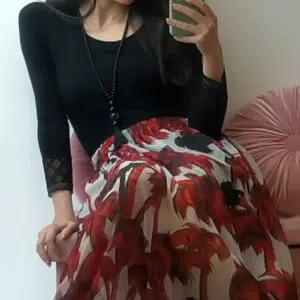 Gonna lunga elegante Due varianti bianco nero bianco rosso