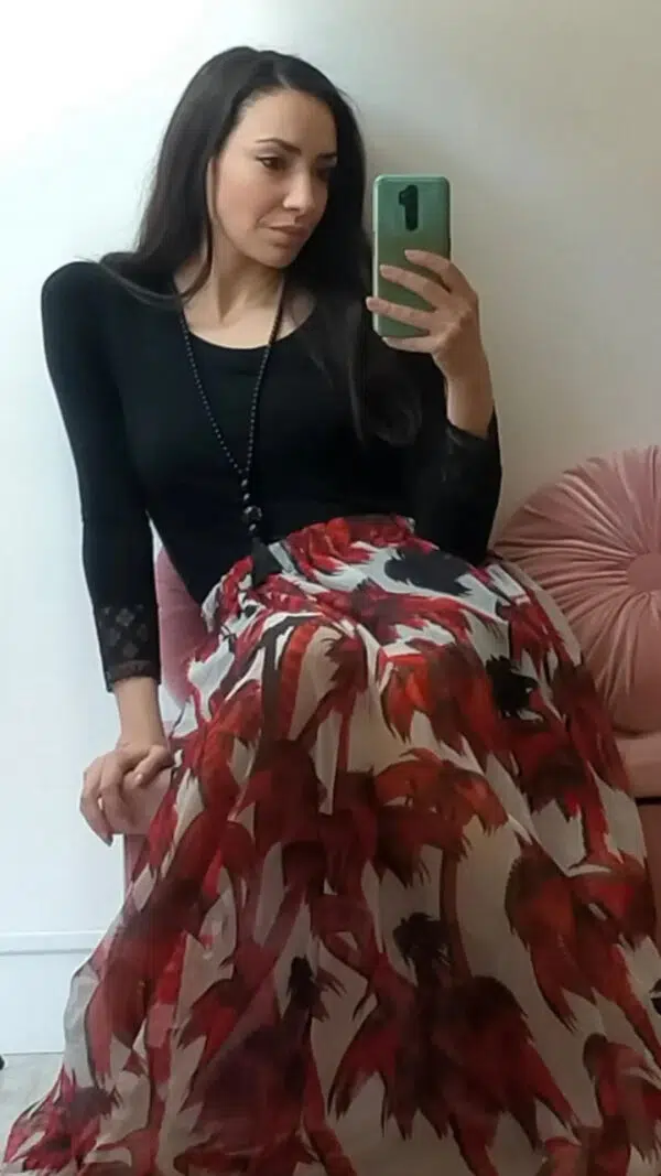 Gonna lunga elegante Due varianti bianco nero bianco rosso