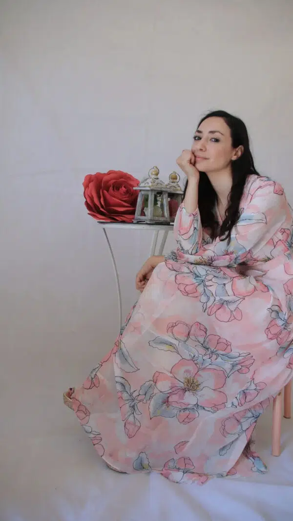 Abito elegante fiori di pesco