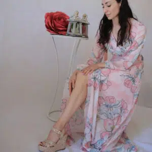 Abito elegante fiori di pesco