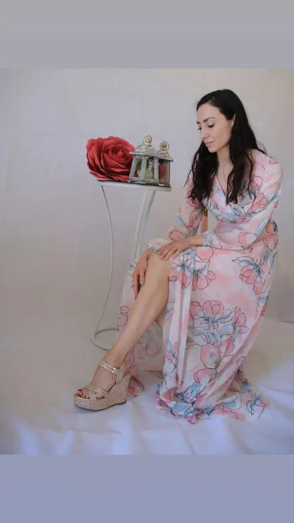 Abito elegante fiori di pesco