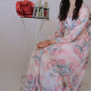 Abito elegante fiori di pesco