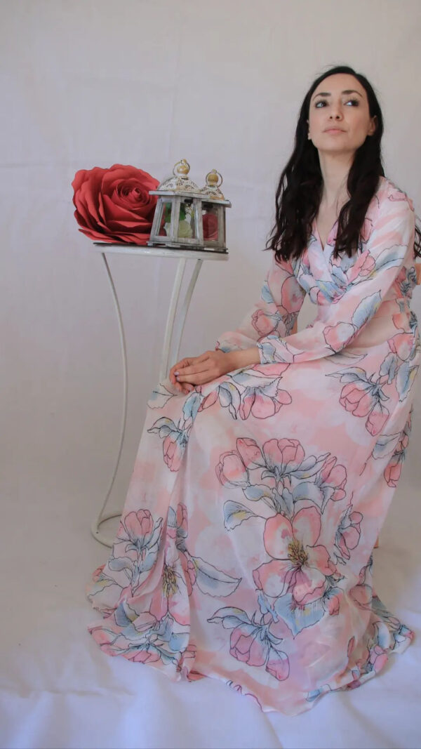 Abito elegante fiori di pesco
