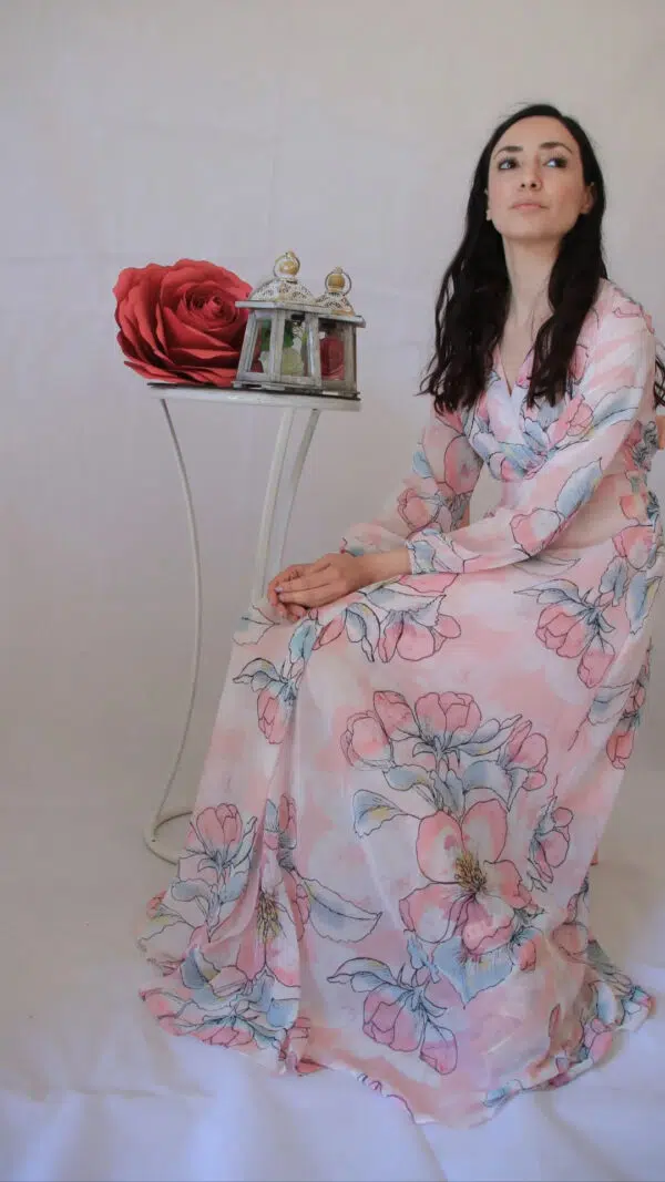 Abito elegante fiori di pesco