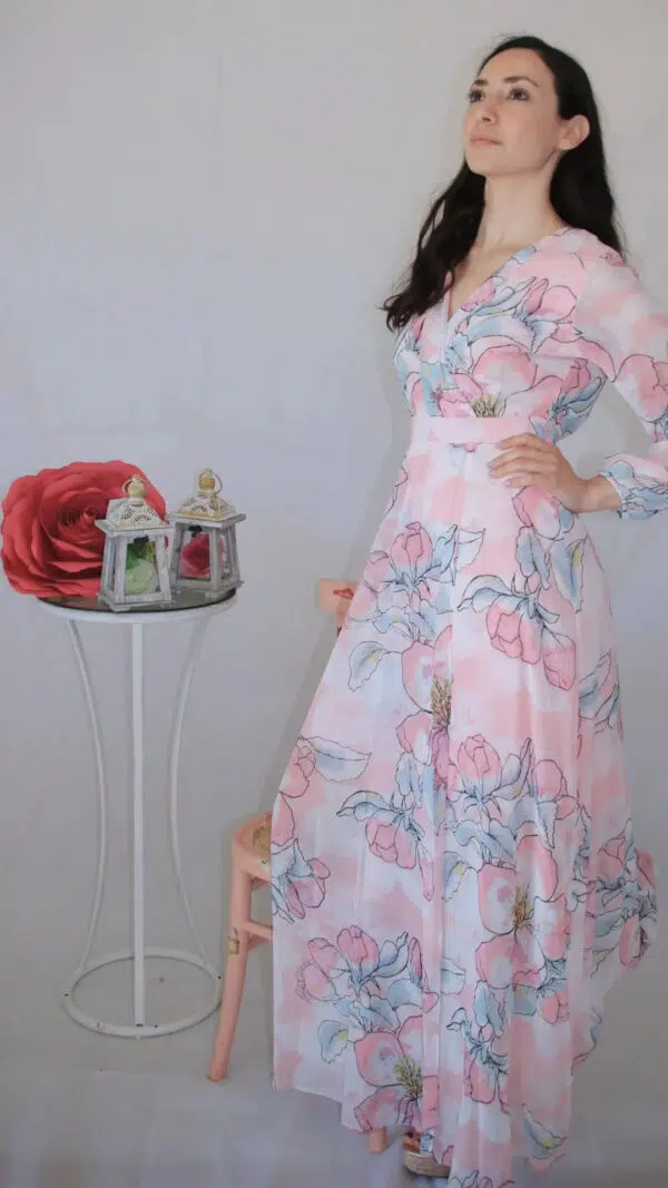 Abito elegante fiori di pesco