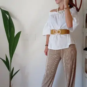 Panta palazzo plissè curvy Art. Oro