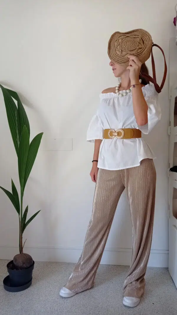 Panta palazzo plissè curvy Art. Oro