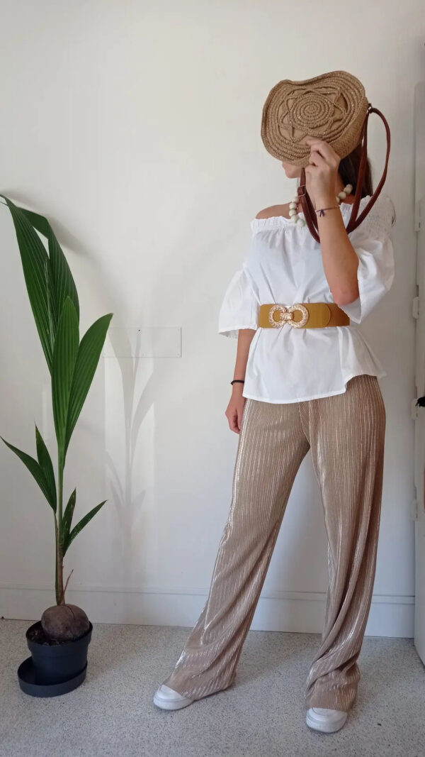 Panta palazzo plissè curvy Art. Oro