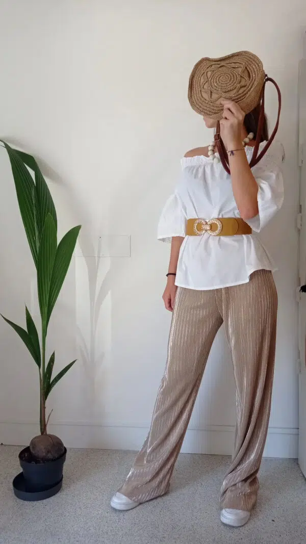 Panta palazzo plissè curvy Art. Oro