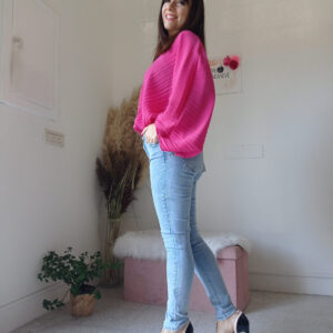 Blusa Plissettata Fucsia e Verde Prato con Maniche a Kimono - S/XL - Versatile e Confortevole