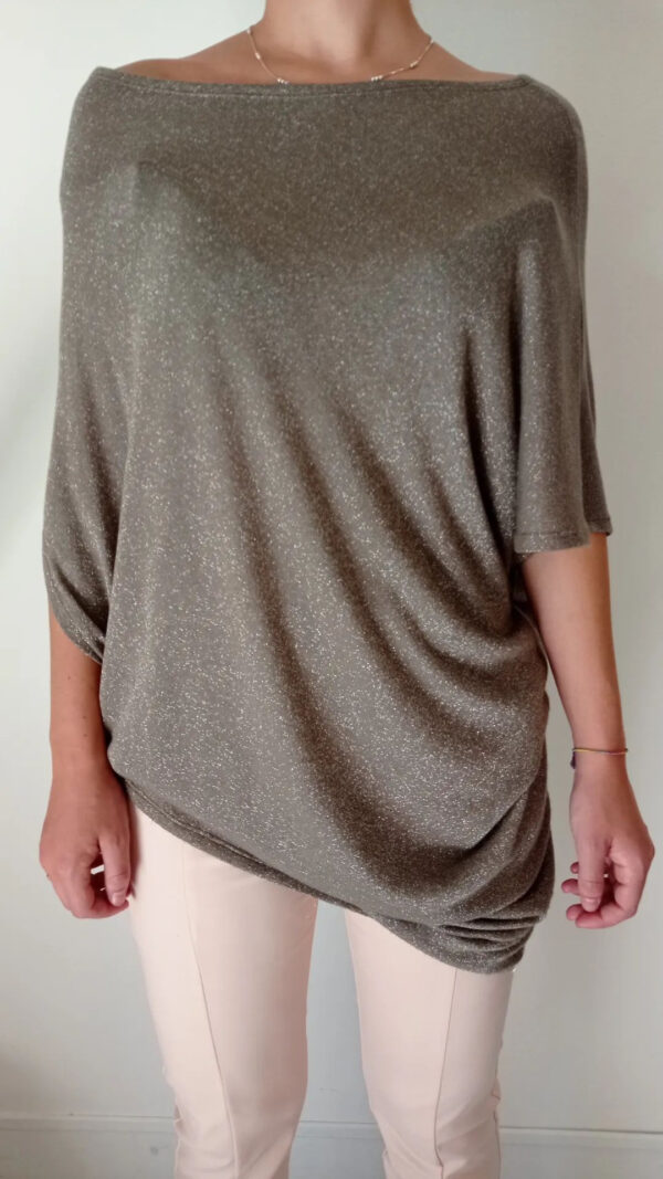 maglia lurex taglio over grigio tortora lurex