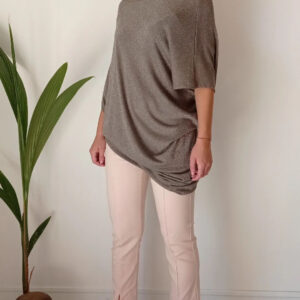 maglia lurex taglio over grigio tortora lurex
