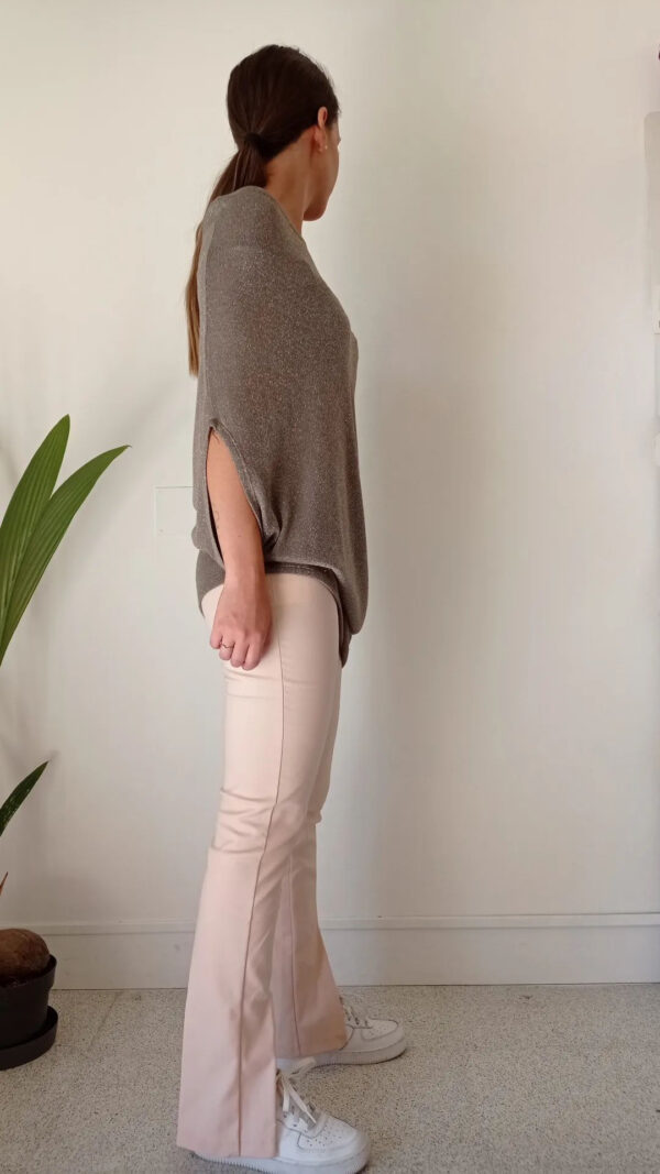 maglia lurex taglio over grigio tortora lurex