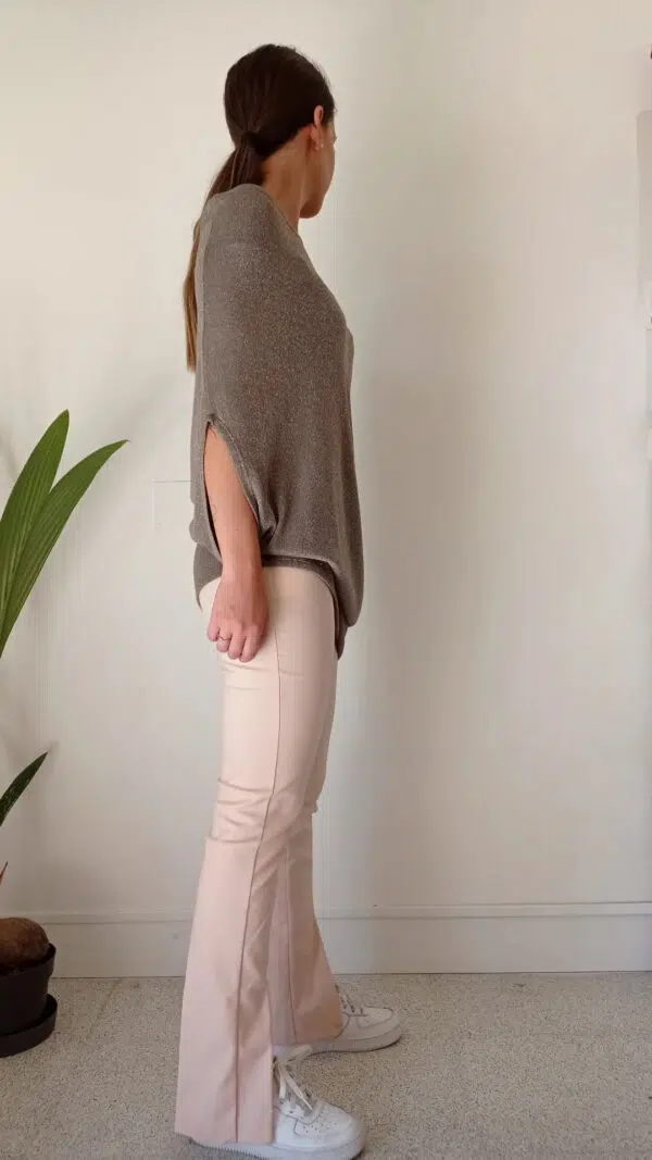 maglia lurex taglio over grigio tortora lurex