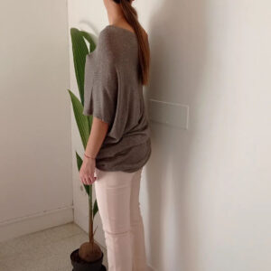 maglia lurex taglio over grigio tortora lurex