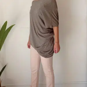 maglia lurex taglio over grigio tortora lurex
