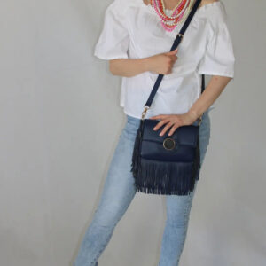Blusa in cotone con scollo alla Carmen