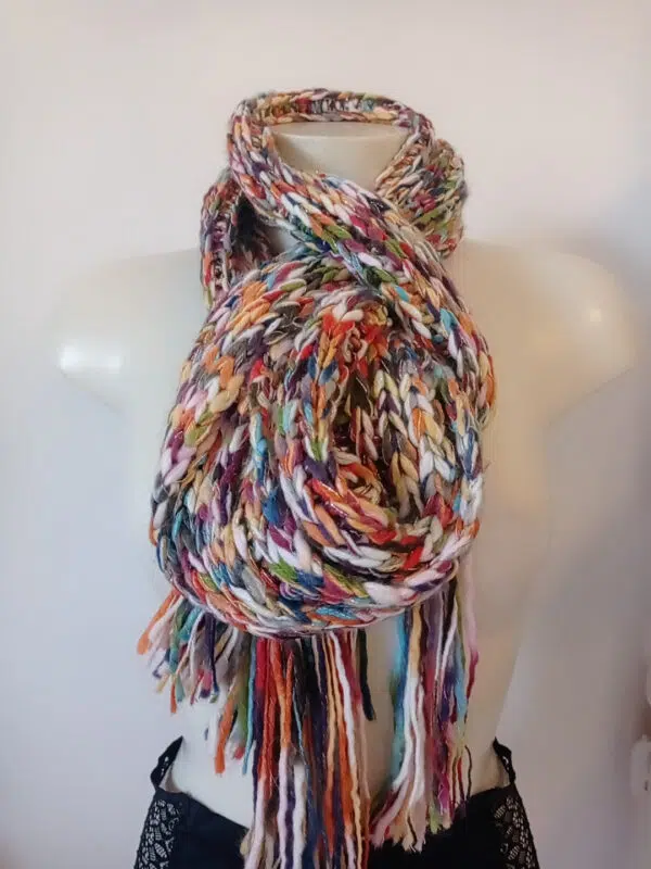 Sciarpa Multicolore con Frange - Stile Boho Chic Lunga 220 cm | La Strega di Biancaneve Arezzo