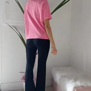 Maglia Primaverile Rosa in Felpa Leggera - Mezze Maniche, Taglio Dritto