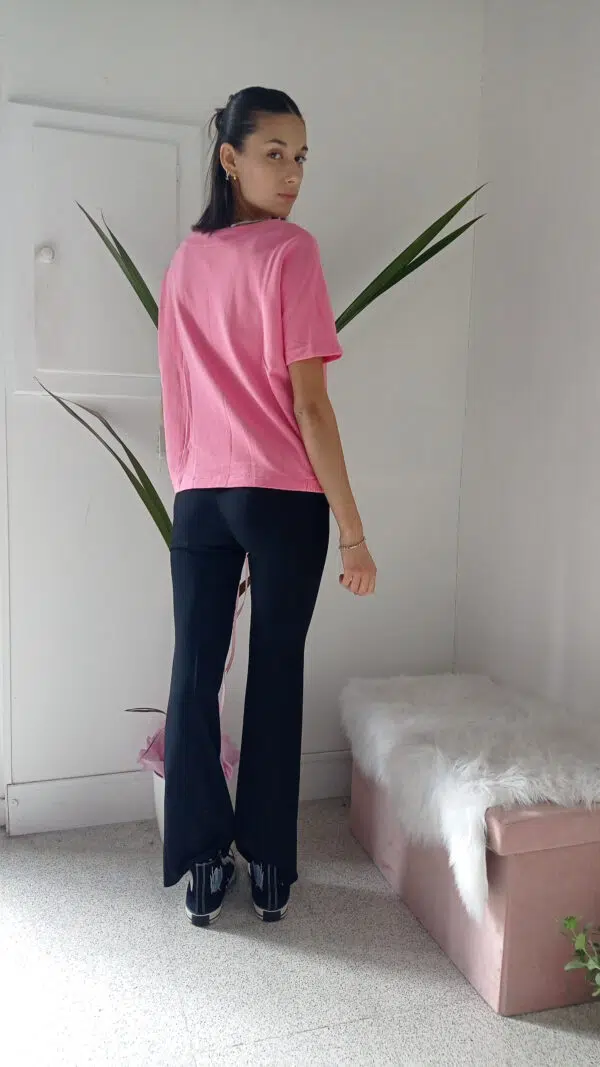 Maglia Primaverile Rosa in Felpa Leggera - Mezze Maniche, Taglio Dritto
