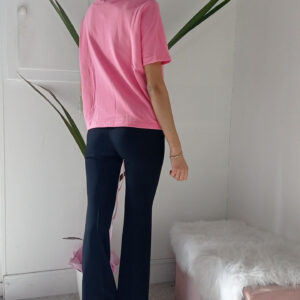 Maglia Primaverile Rosa in Felpa Leggera - Mezze Maniche, Taglio Dritto