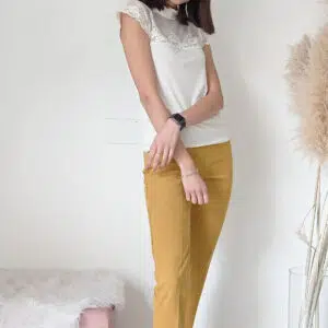 Pantaloni Eleganti Vita Alta in Velluto Senape e Marrone - Taglie 42-46
