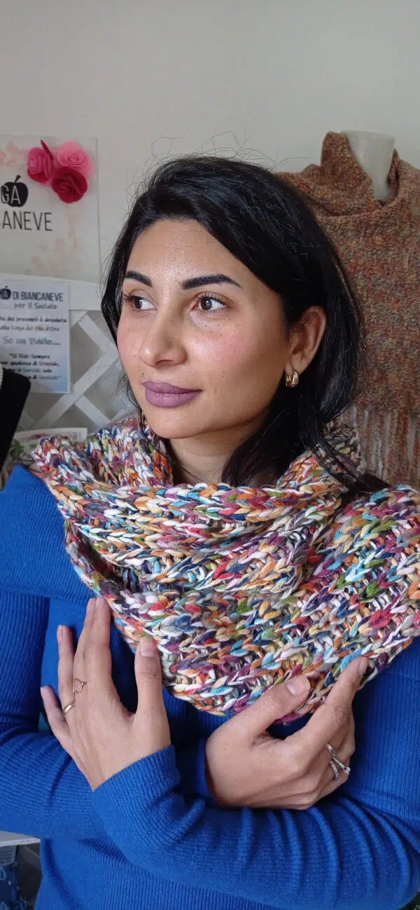 Sciarpa Multicolore con Frange - Stile Boho Chic Lunga 220 cm | La Strega di Biancaneve Arezzo